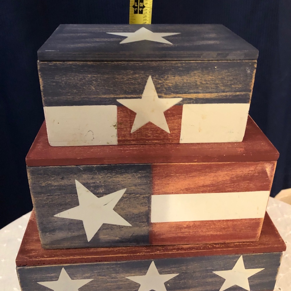 Vintage Americana Patriotic Wooden Boxes - Picture 13 of 16